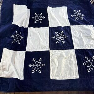 Snowflake Embroidered Velevet Hand stitched Quilted Throw